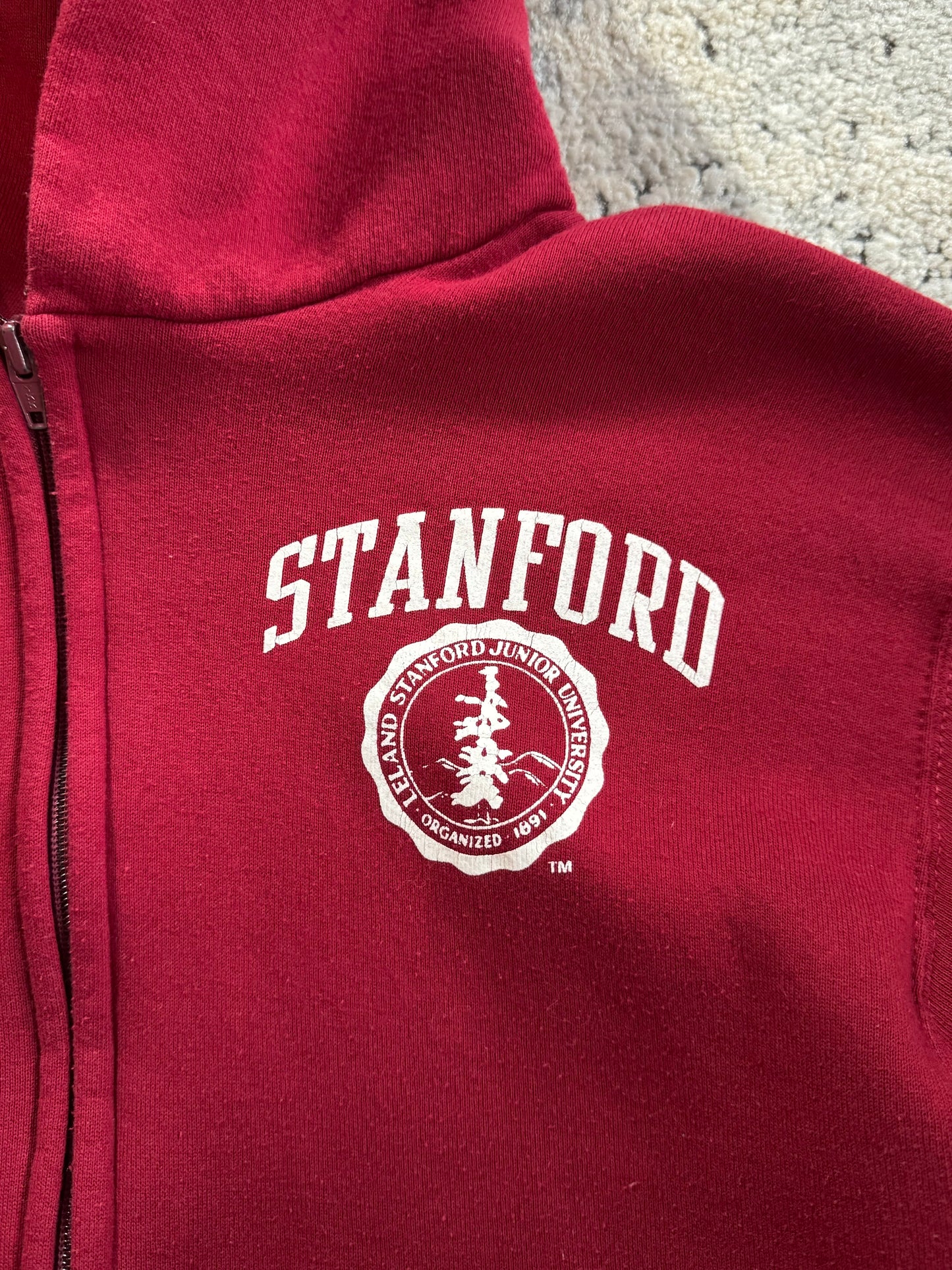 1990S RUSSELL ATHLETIC STANFORD ZIP UP HOODIE - LARGE