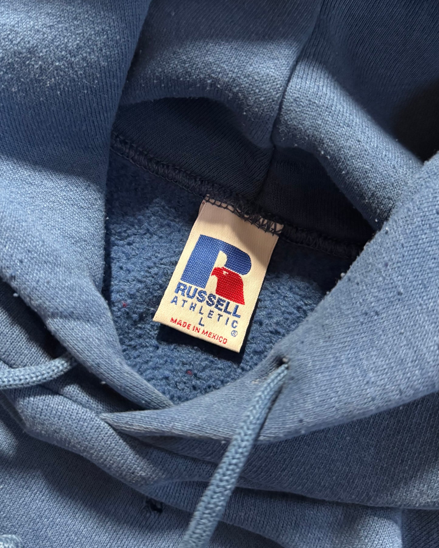 1990S RUSSELL ATHLETIC DISTRESSED HOODIE - LARGE