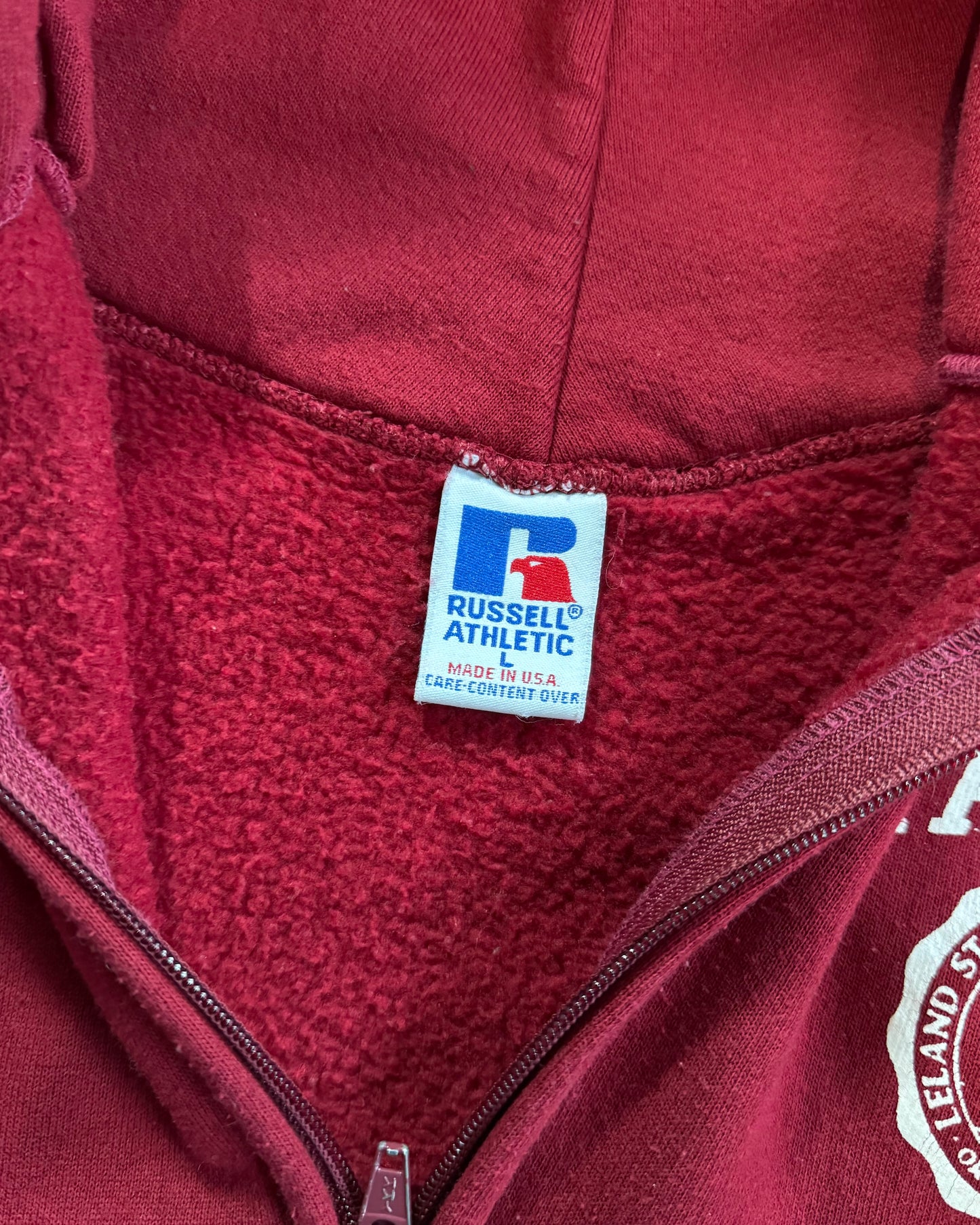 1990S RUSSELL ATHLETIC STANFORD ZIP UP HOODIE - LARGE