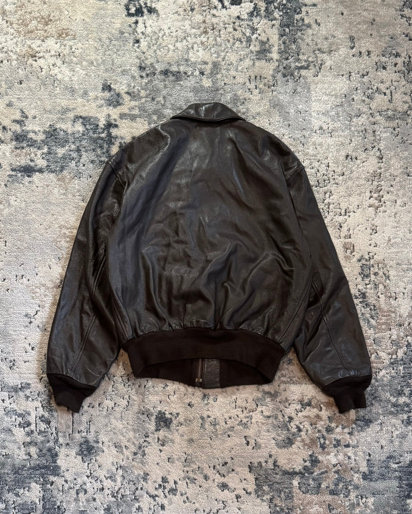 1990S AVIREX A-4 USAF LEATHER FLIGHT JACKET - LARGE