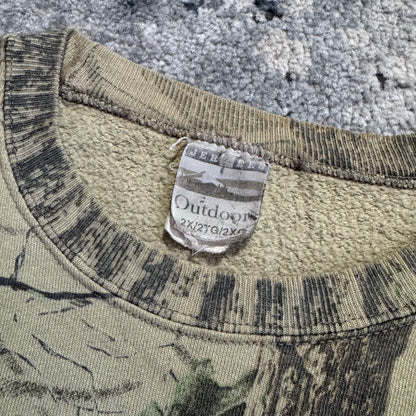 1990S JERZEES OUTDOORS CAMO SWEATSHIRT - 2XL