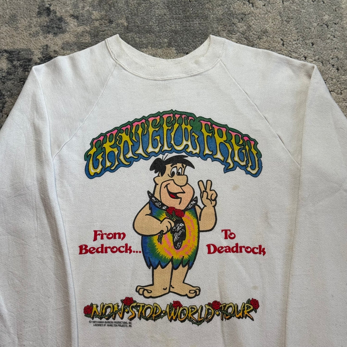 1980S GRATEFUL FRED FLINTSTONE SWEATSHIRT - LARGE